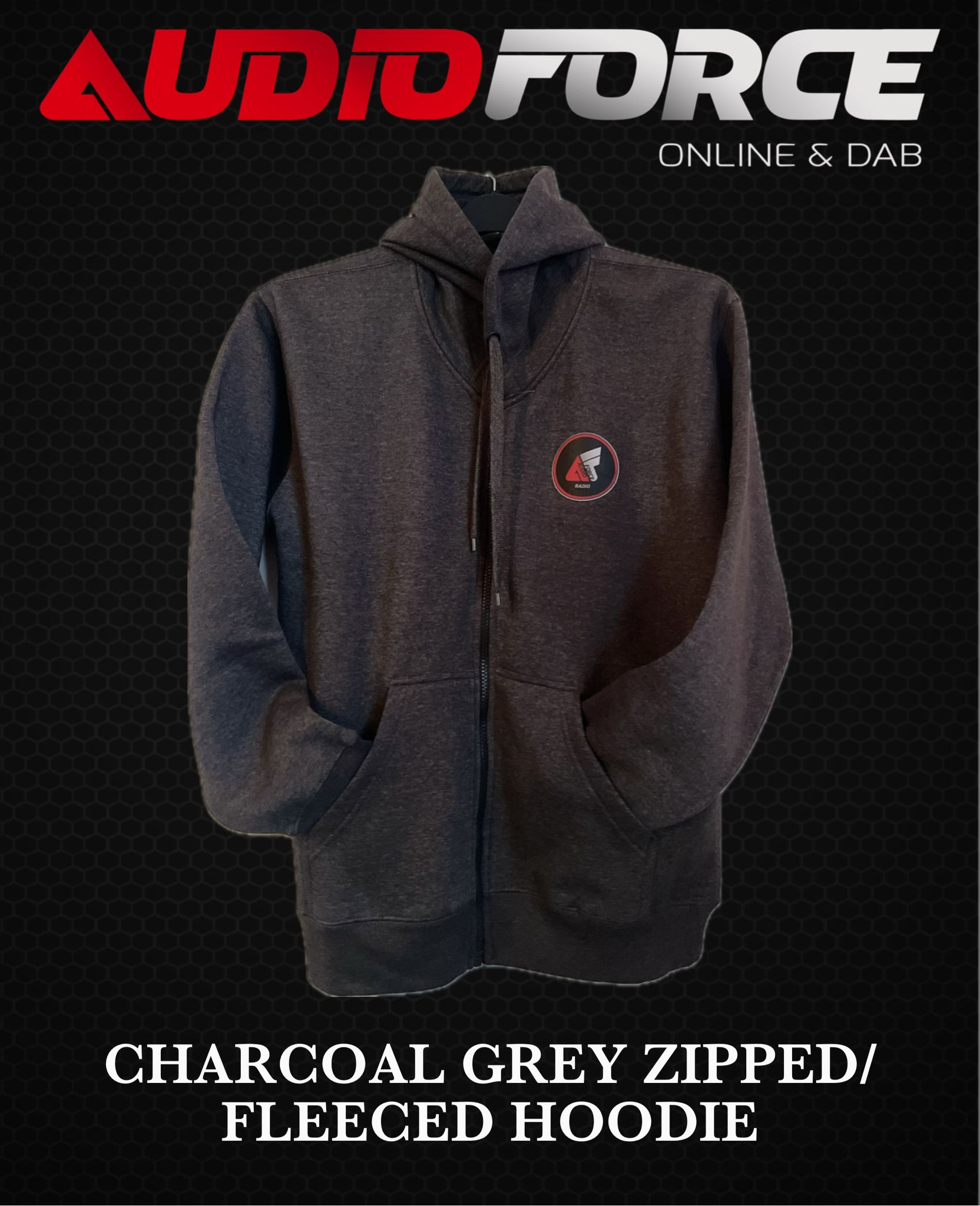 Charcoal Grey Zipped Fleeced Hoodie